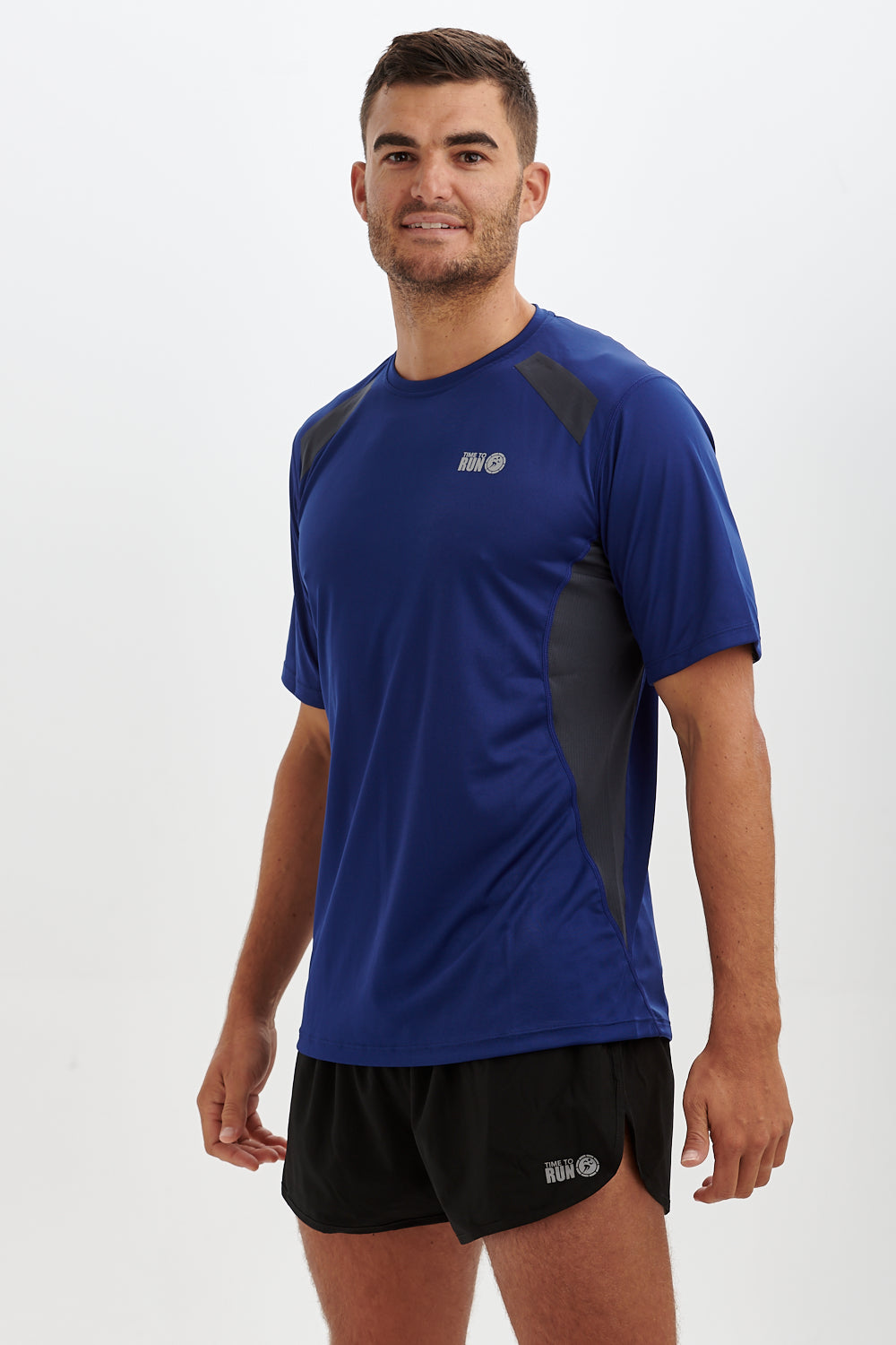 Men's Pace Spirit Short Sleeved Running T Shirt-Midnight-Charcoal
