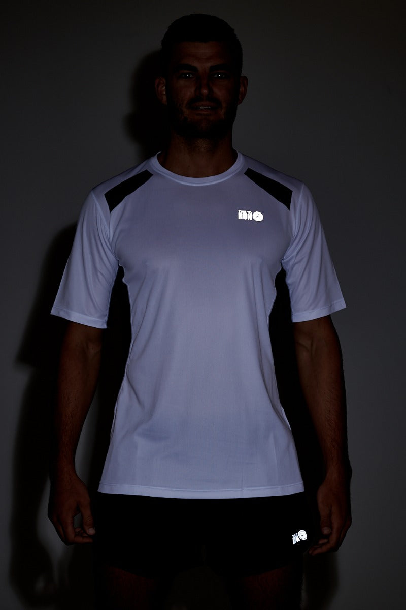 Men's Pace Spirit Short Sleeved Running T Shirt-White-Charcoal