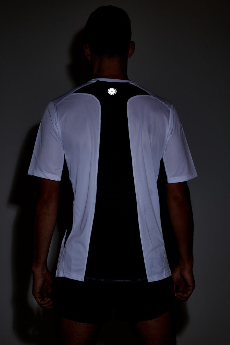 Men's Pace Spirit Short Sleeved Running T Shirt-White-Charcoal