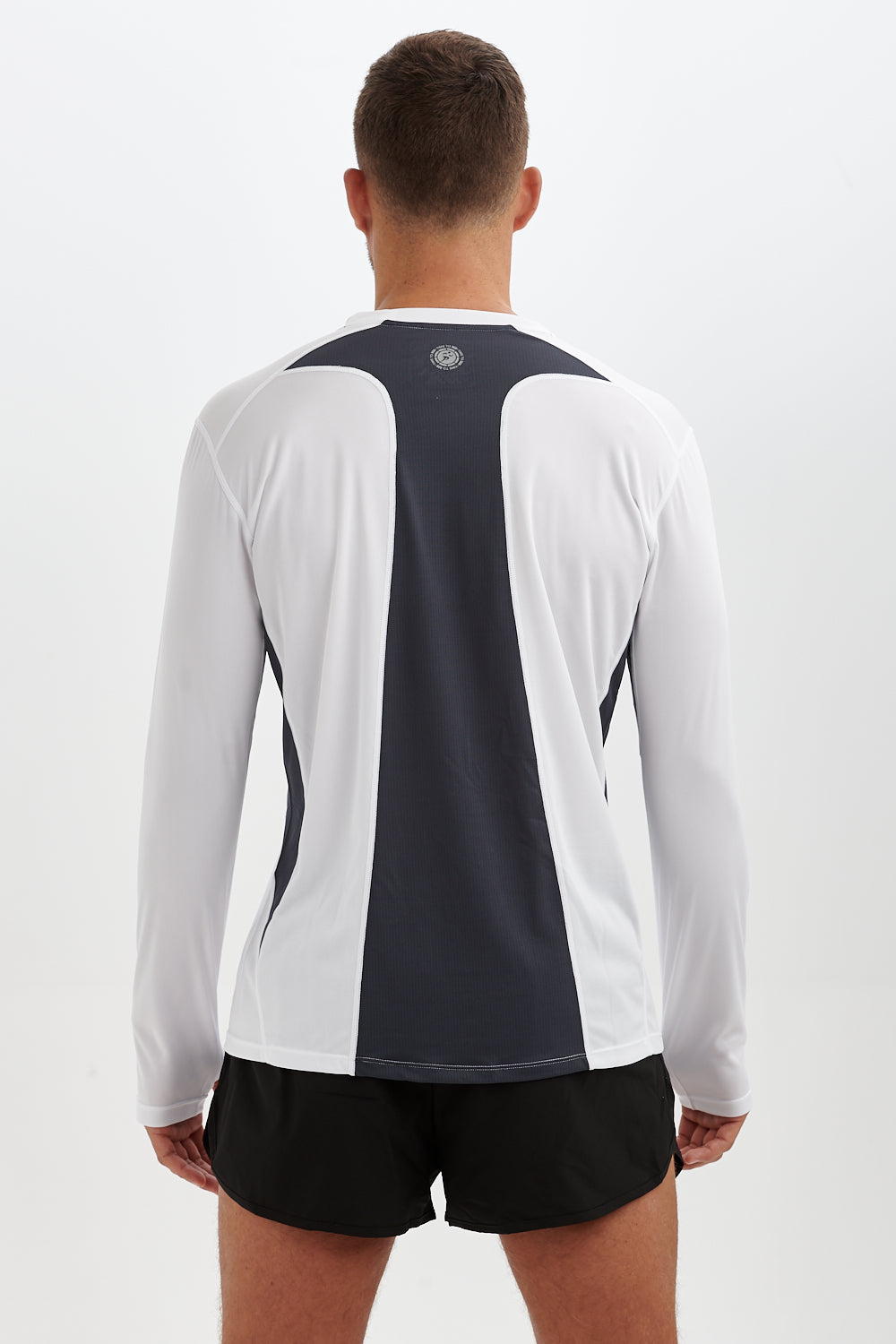 Men's Pace Spirit Long Sleeved Running T Shirt-White-Charcoal