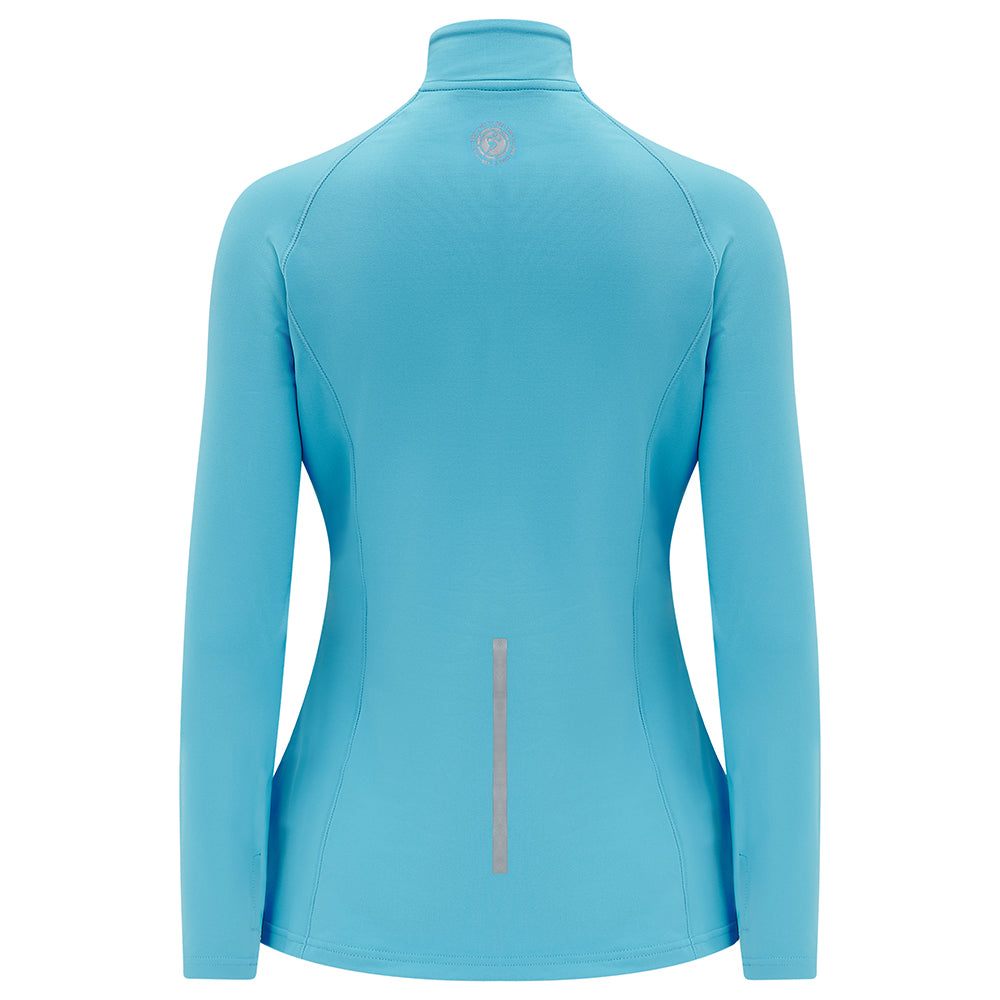 Women's Running Top - Long Sleeved Zip Neck With Chest Pocket - Atoll Blue