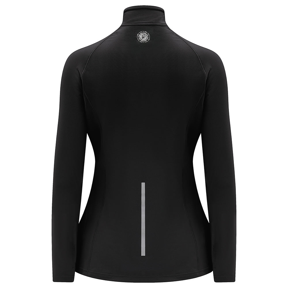 Women's Running Top - Long Sleeved Zip Neck With Chest Pocket - Jet