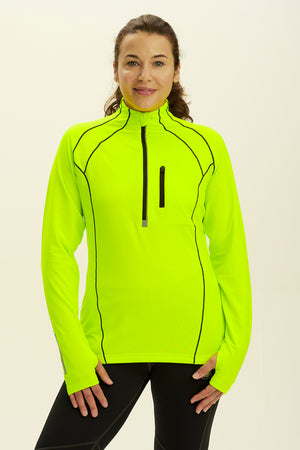 Women's Long Sleeve Thermal Running Top - Lime Green