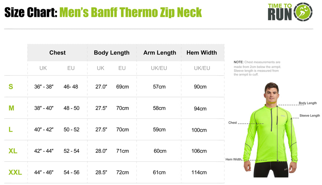 Running Top For Men - Long Sleeved Zip Neck Shirt With Chest Pocket - Thermal Fabric - Lime Green XL Slight Second No Care Label