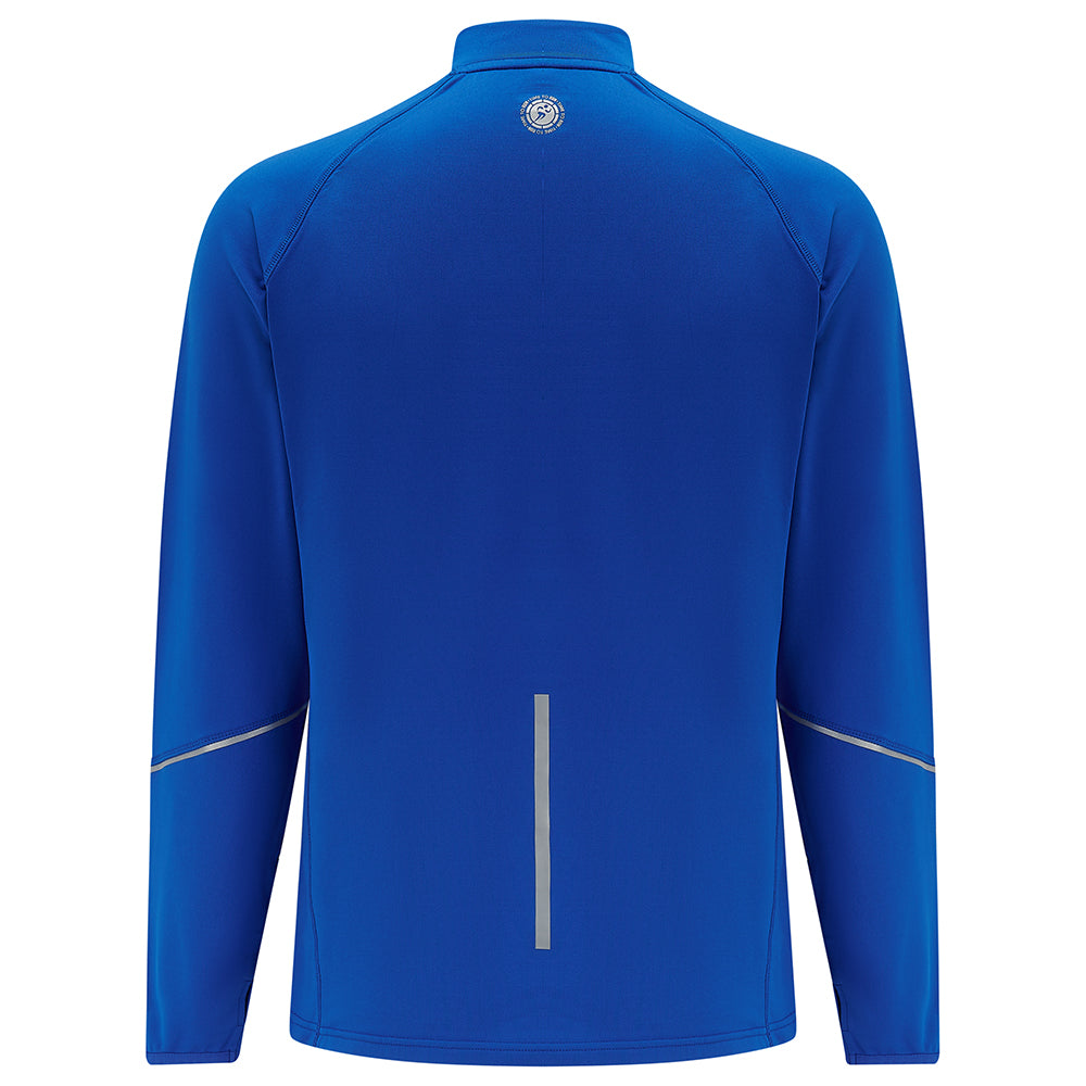 Running Top For Men - Long Sleeved Zip Neck Shirt With Chest Pocket - Thermal Fabric - Barents Blue