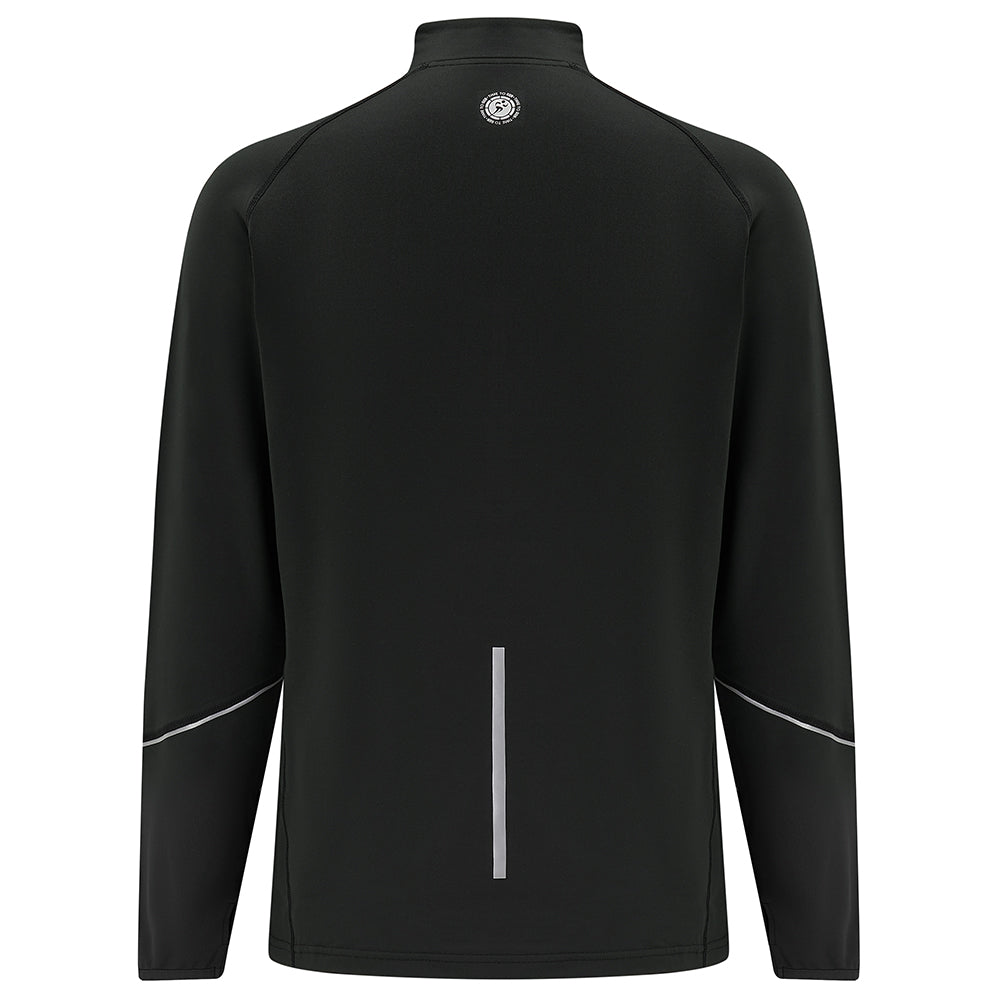 Running Top For Men - Long Sleeved Zip Neck Shirt With Chest Pocket - Thermal Fabric - Jet