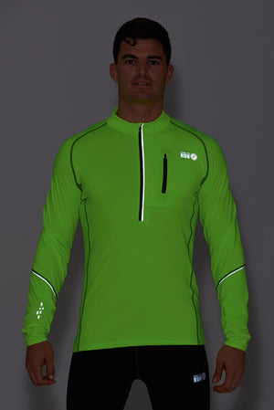 Men's Long Sleeve Thermal Running Top Lime Green