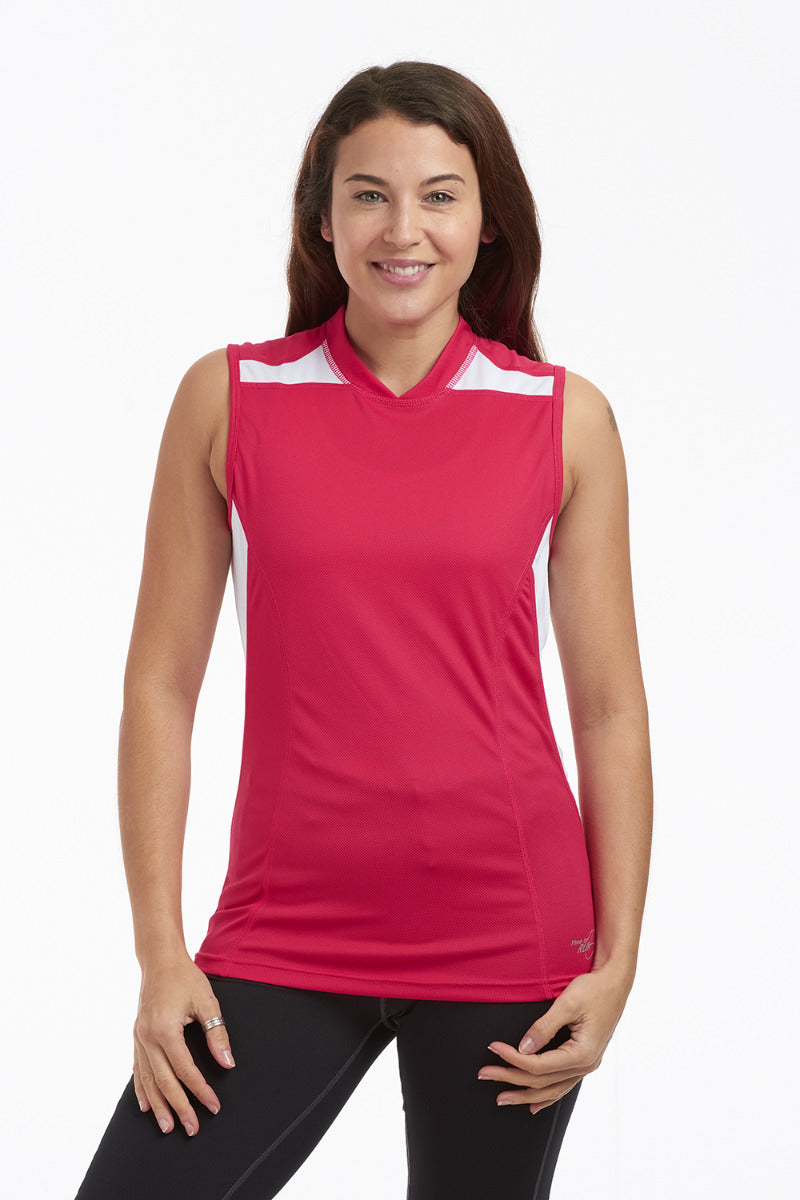 Women's Velocity Sleeveless Running T Shirt-Navy-White