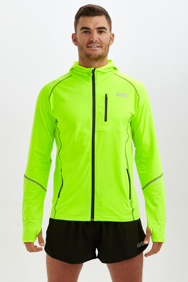 Men's Running Hoodie Jacket Thermal Lime Green