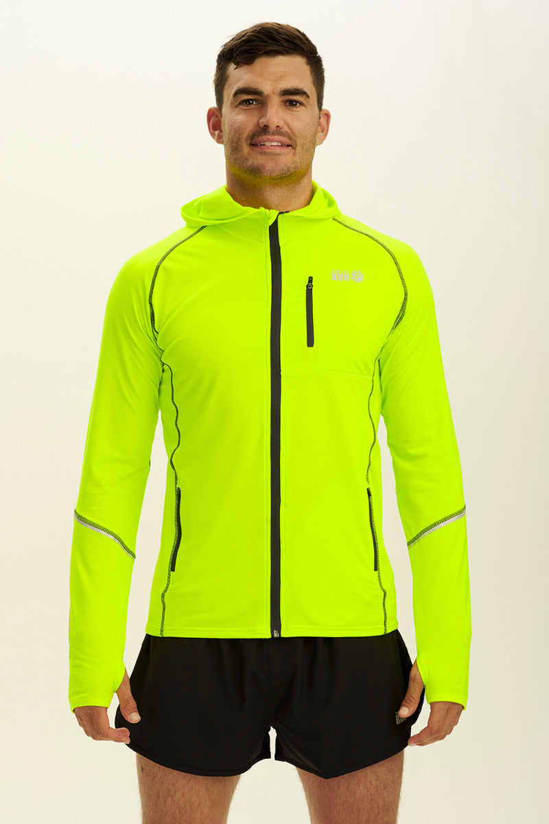 Men's Running Hoodie Jacket Thermal Lime Green