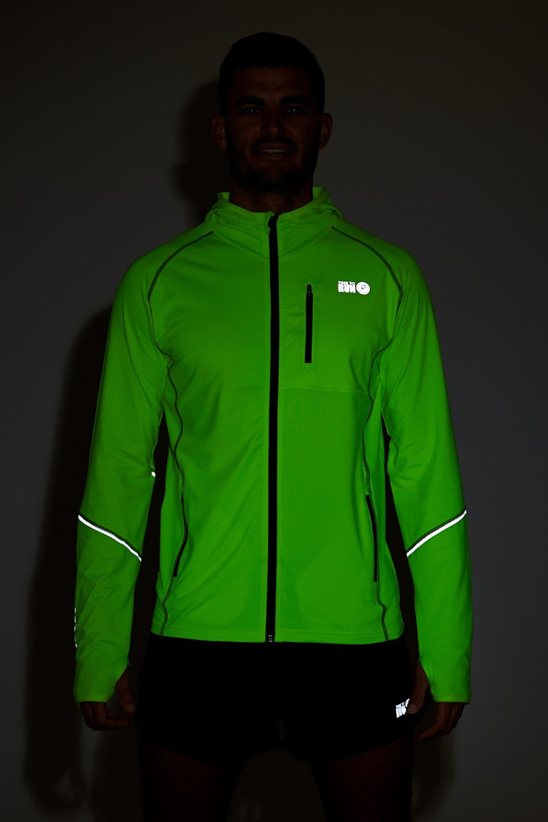 Men's Running Hoodie Jacket Thermal Lime Green