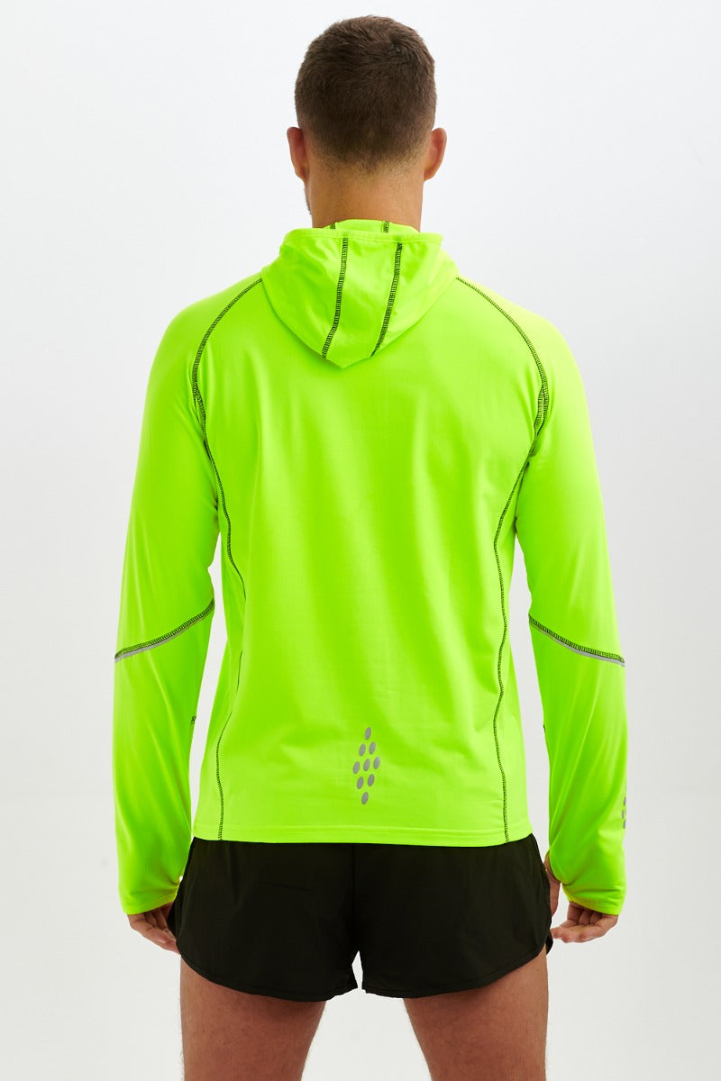 Men's Running Hoodie Jacket Thermal Lime Green