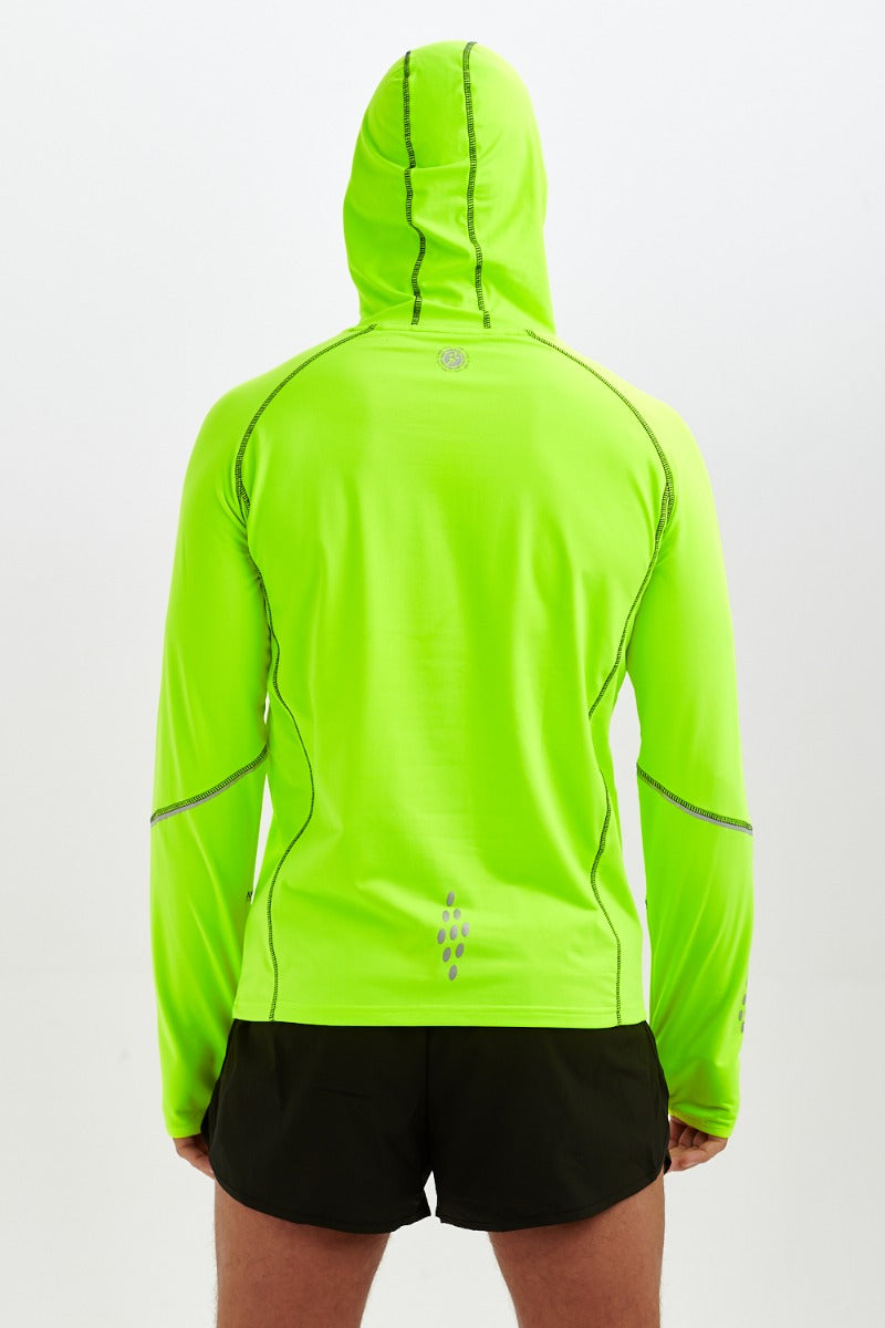 Men's Running Hoodie Jacket Thermal Lime Green