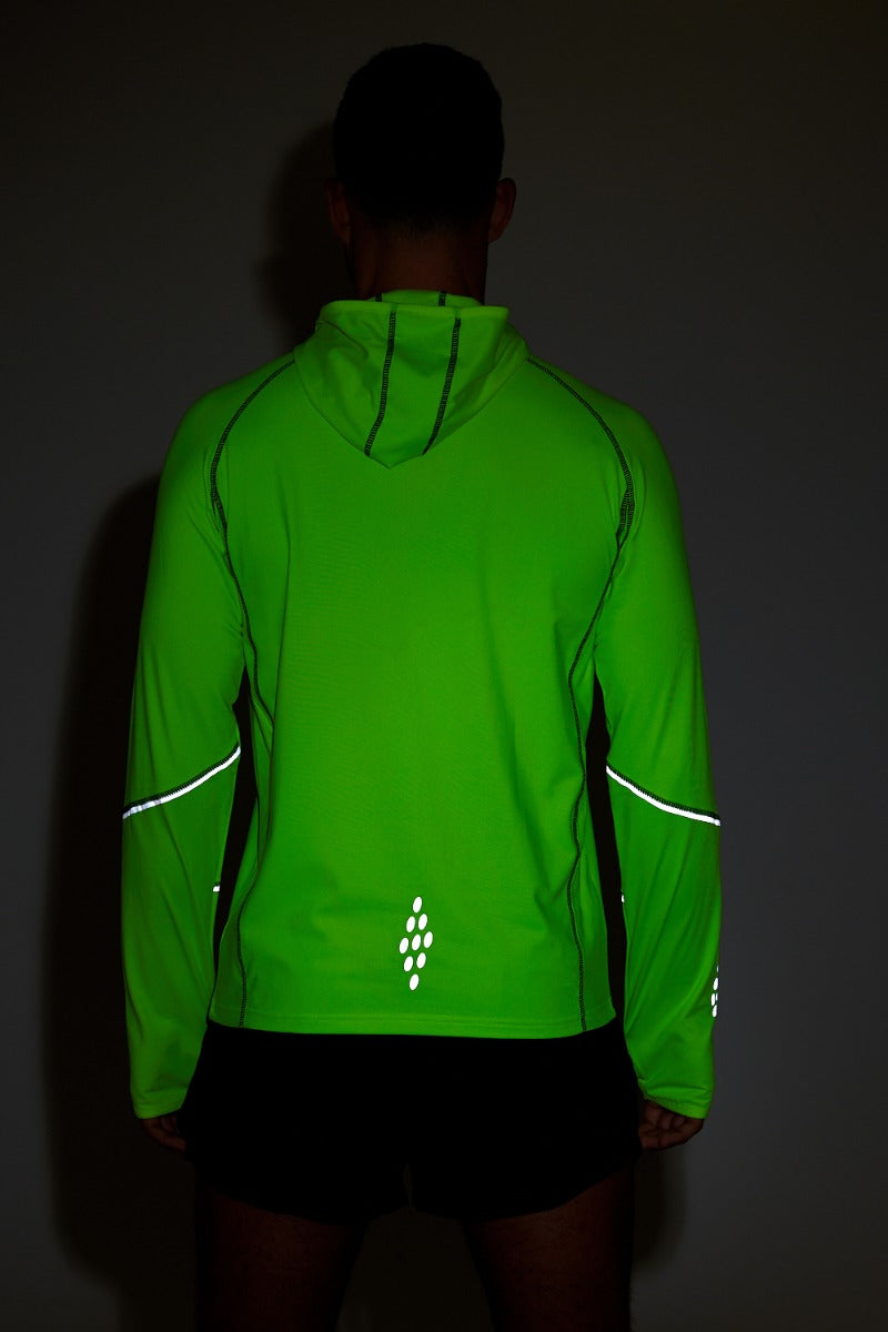 Men's Running Hoodie Jacket Thermal Lime Green