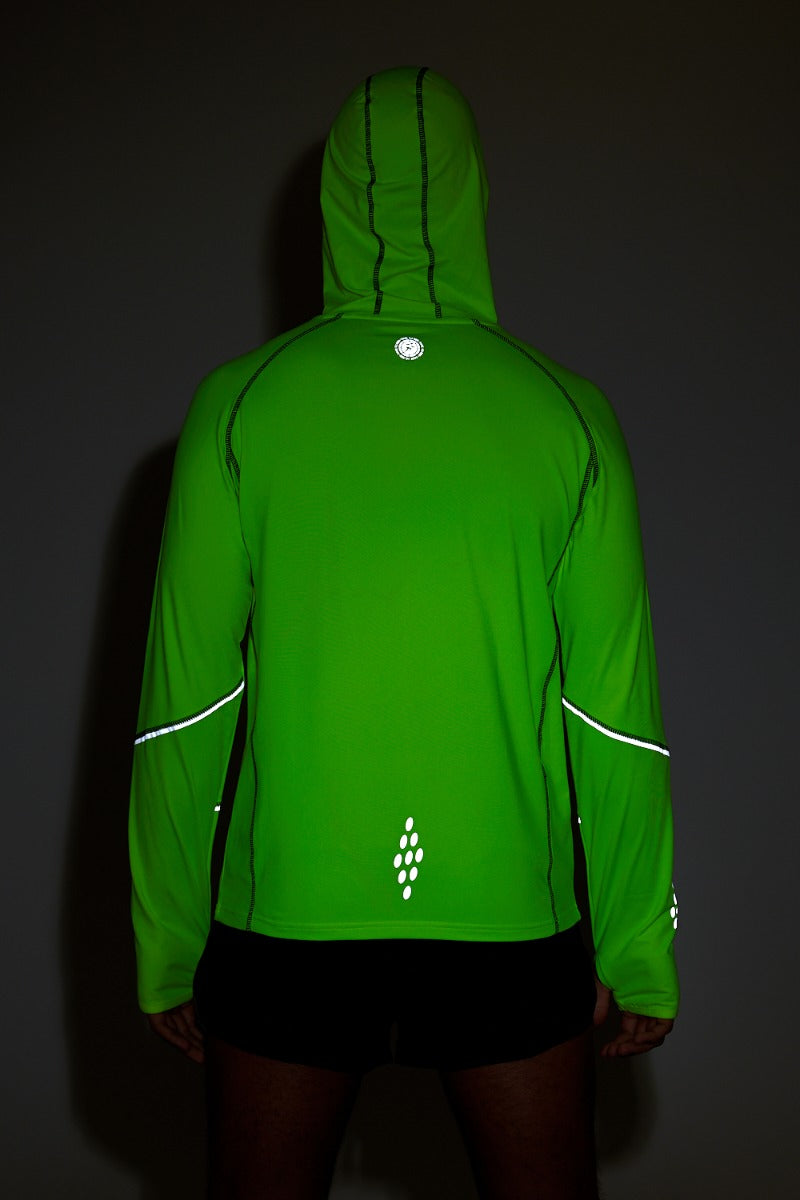 Men's Running Hoodie Jacket Thermal Lime Green