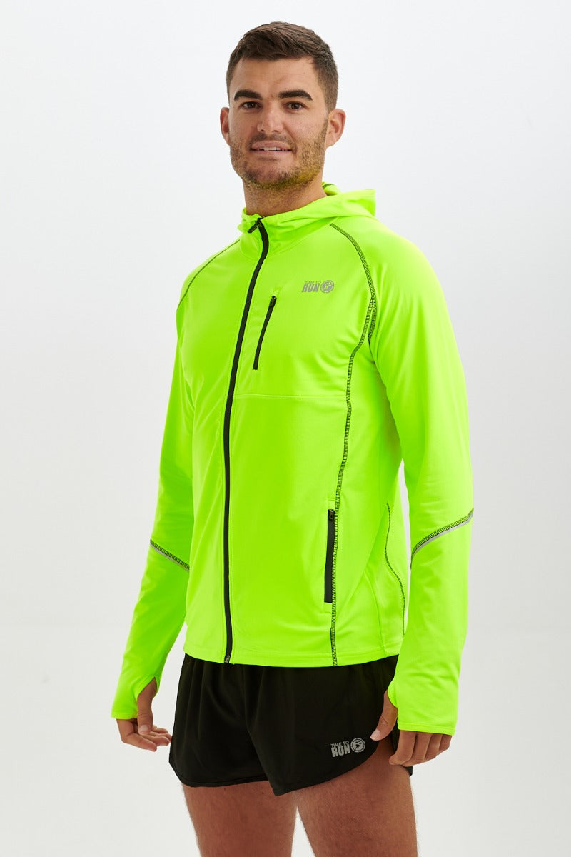 Men's Running Hoodie Jacket Thermal Lime Green