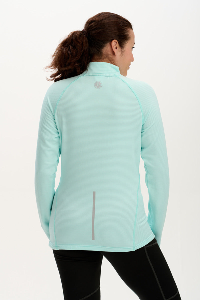 Ladies Running Top With Zip Neck - Lightweight Quick Dry Thermal - Mint