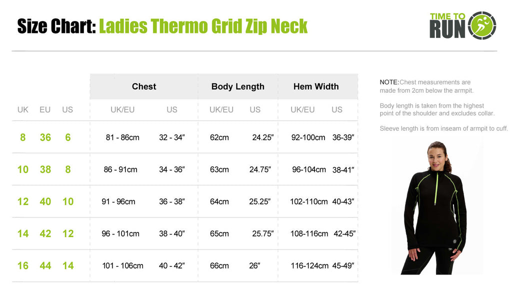 Ladies Running Top With Zip Neck - Lightweight Quick Dry Thermal - Lime
