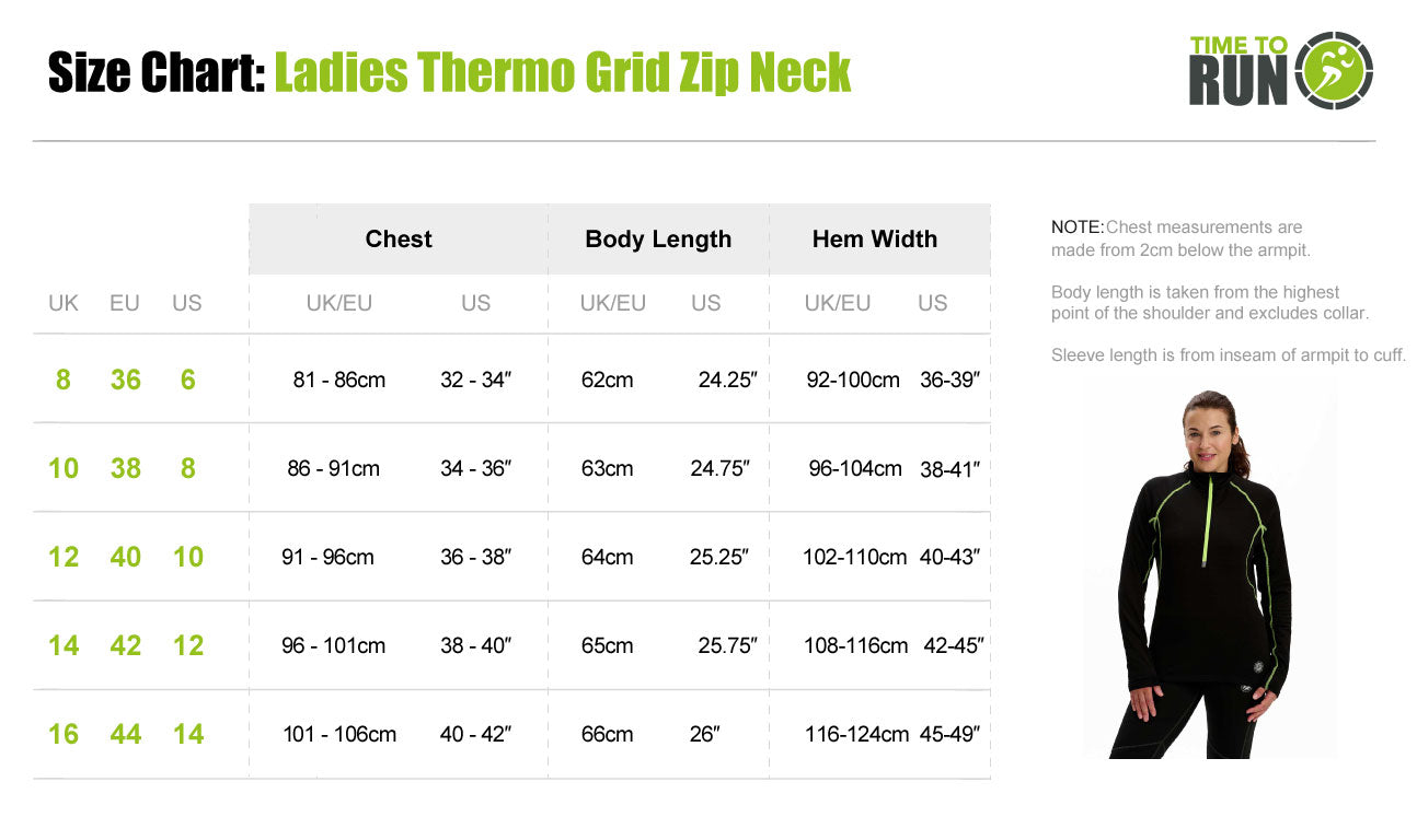 Ladies Running Top With Zip Neck - Lightweight Quick Dry Thermal - Lime