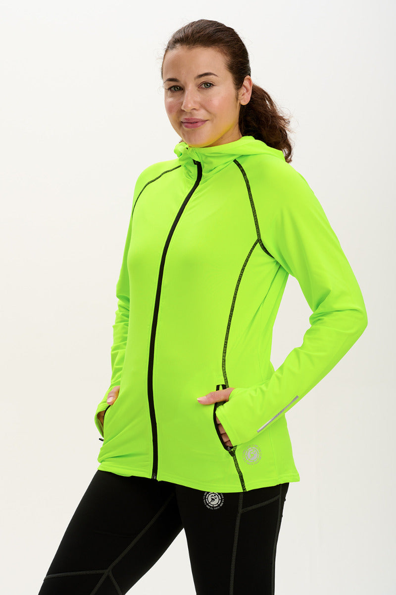 Women's Running Hoodie - Thermal Lime