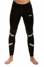Men's Reflective Running Tights With Phone Pockets - Black