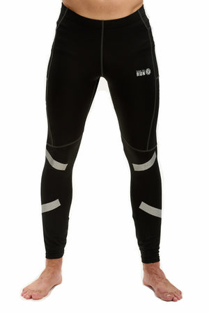 Men's Reflective Running Tights With Phone Pockets - Black
