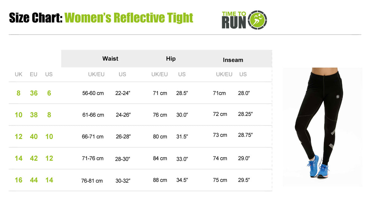 Women's Pro Spirit Reflective Running Tights With Pockets-Ebony