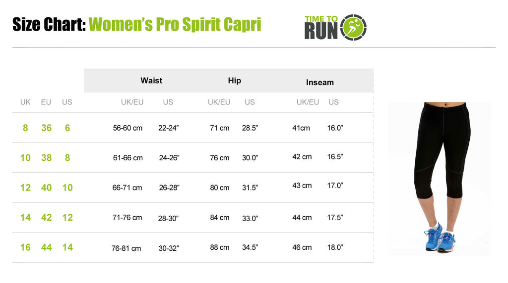 Women's Pro Spirit Capri Running Tights Ebony