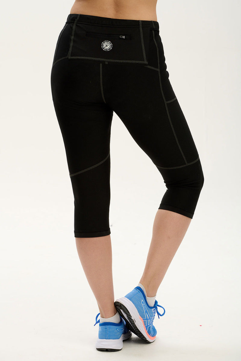 Women's Pro Spirit Capri Running Tights Ebony