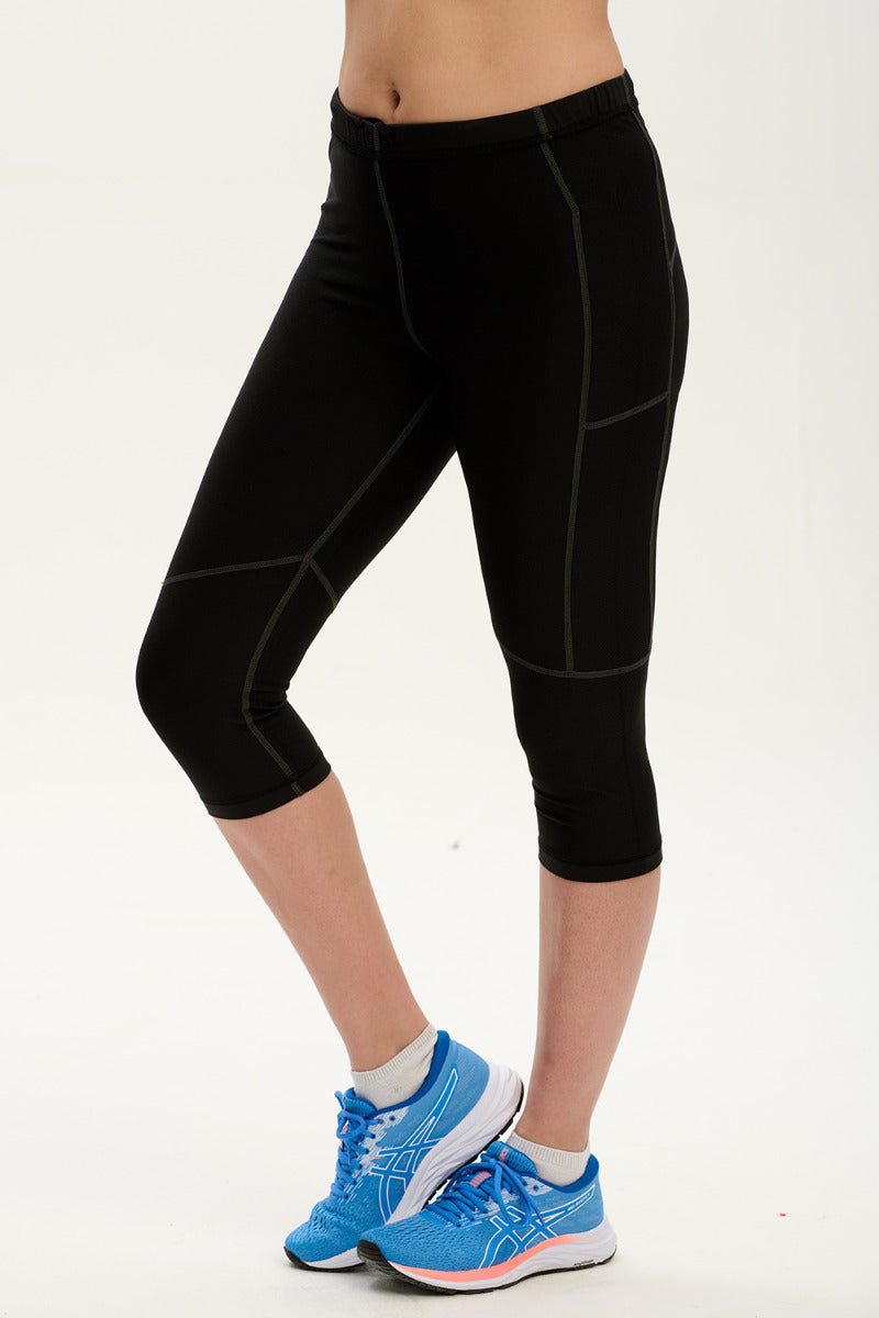 Women's Pro Spirit Capri Running Tights Ebony