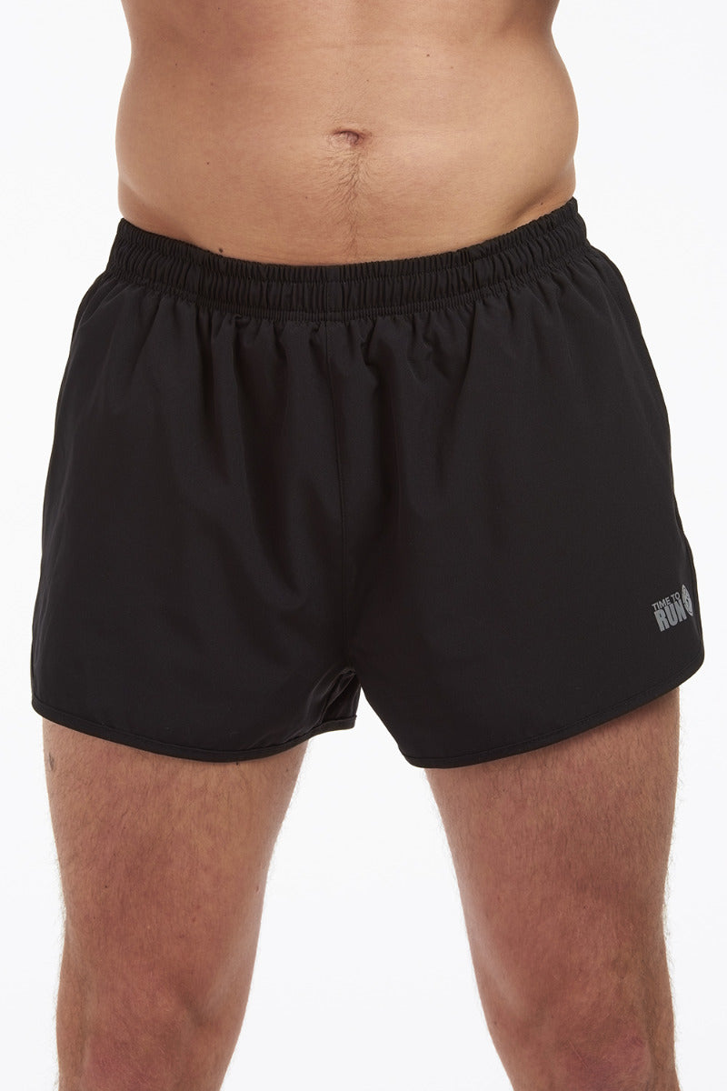Men's 2.5" Split Pace Spirit Running/Gym/Athletic Shorts-Black