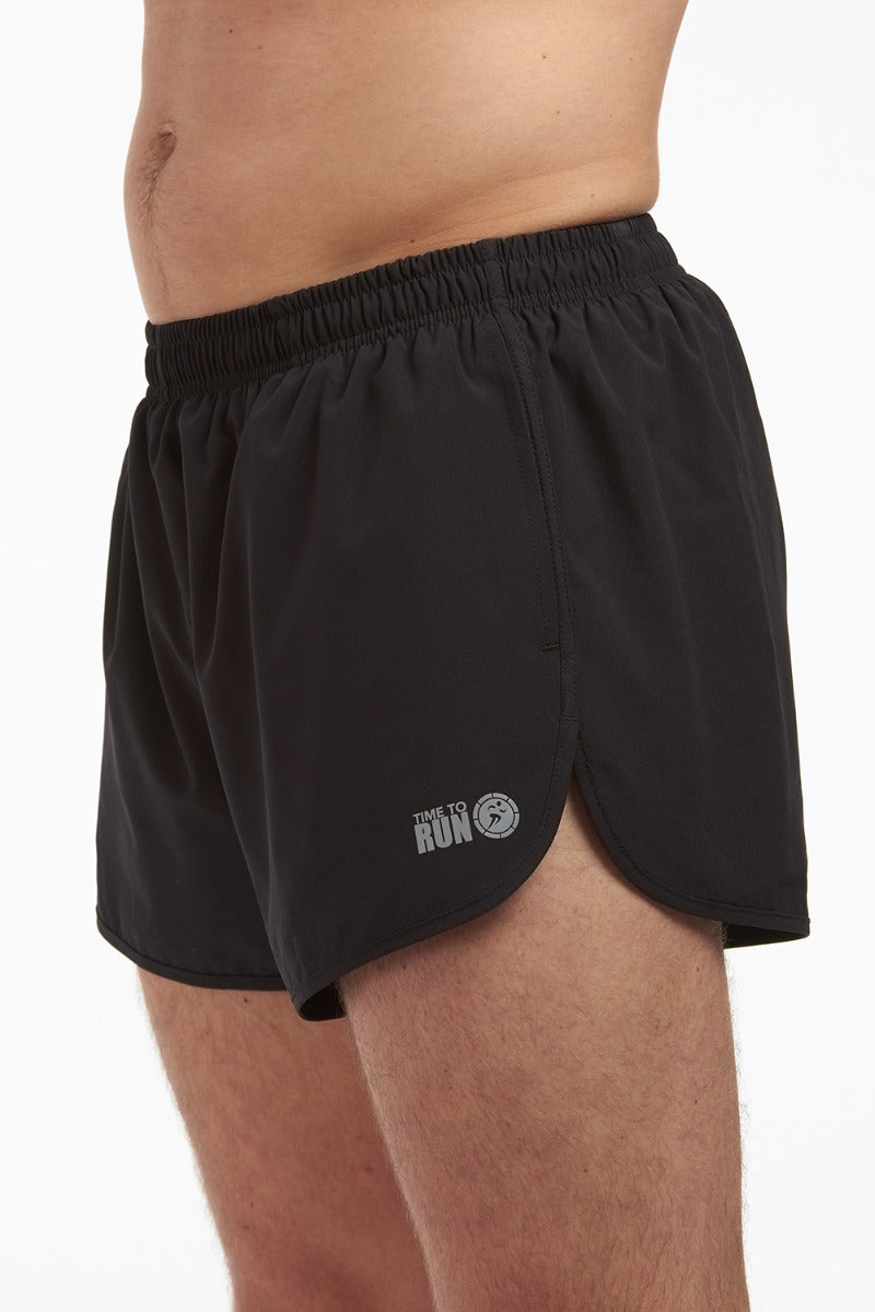 Men's 2.5" Split Pace Spirit Running/Gym/Athletic Shorts-Black