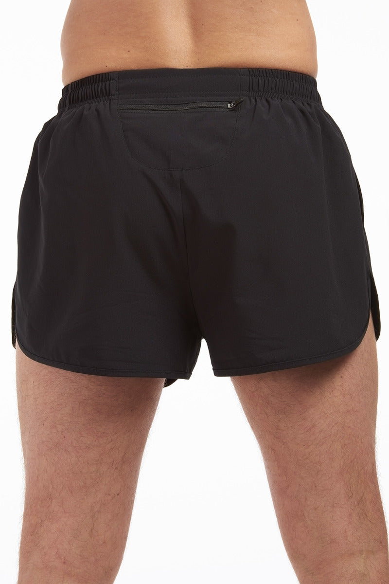 Men's 2.5" Split Pace Spirit Running/Gym/Athletic Shorts-Black