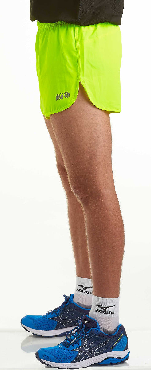 Men's 2.5" Split Pace Spirit Running/Gym/Athletic Shorts-Lime
