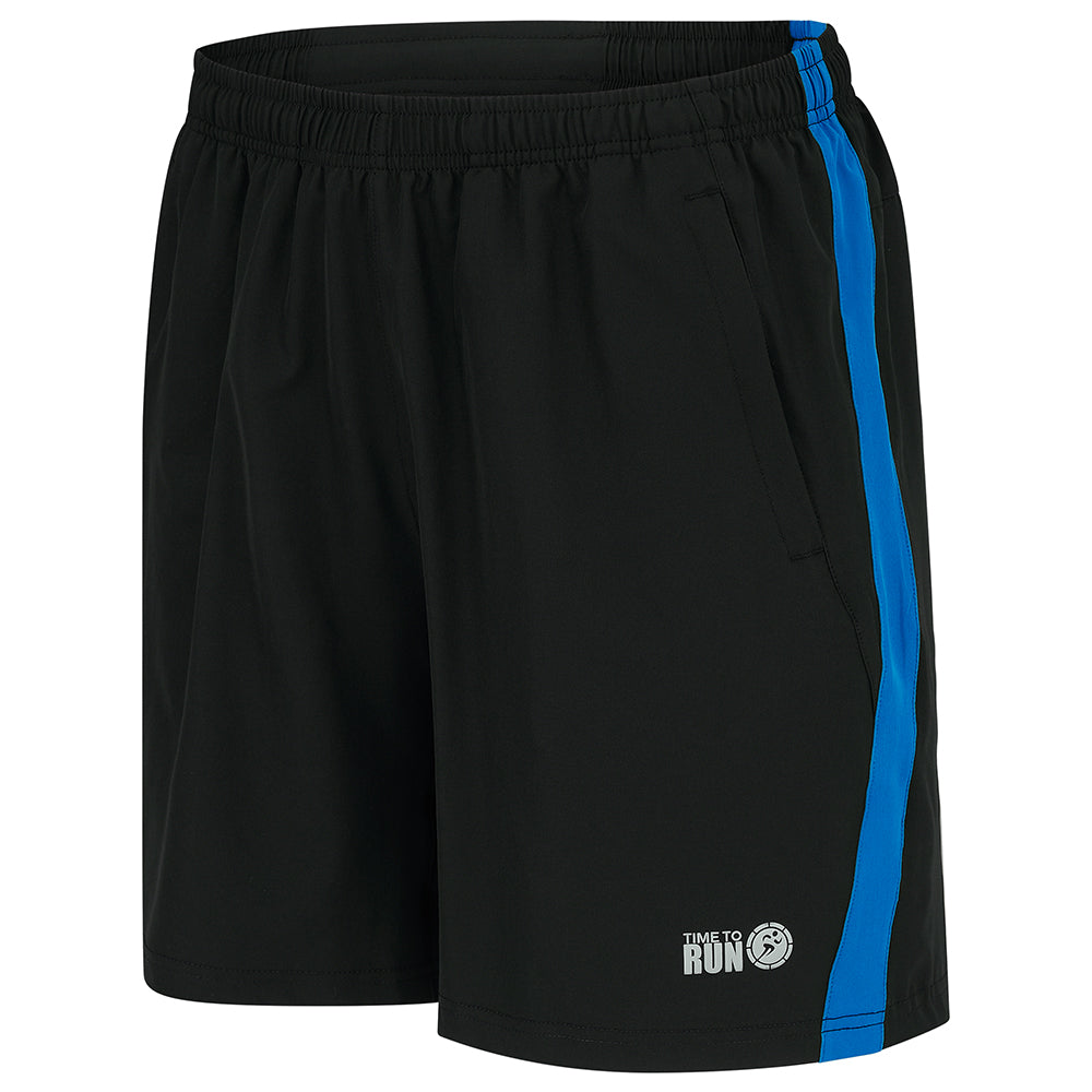Men's Trail Spirit Running Shorts With Side And Rear Pockets-Black/Caspian Blue