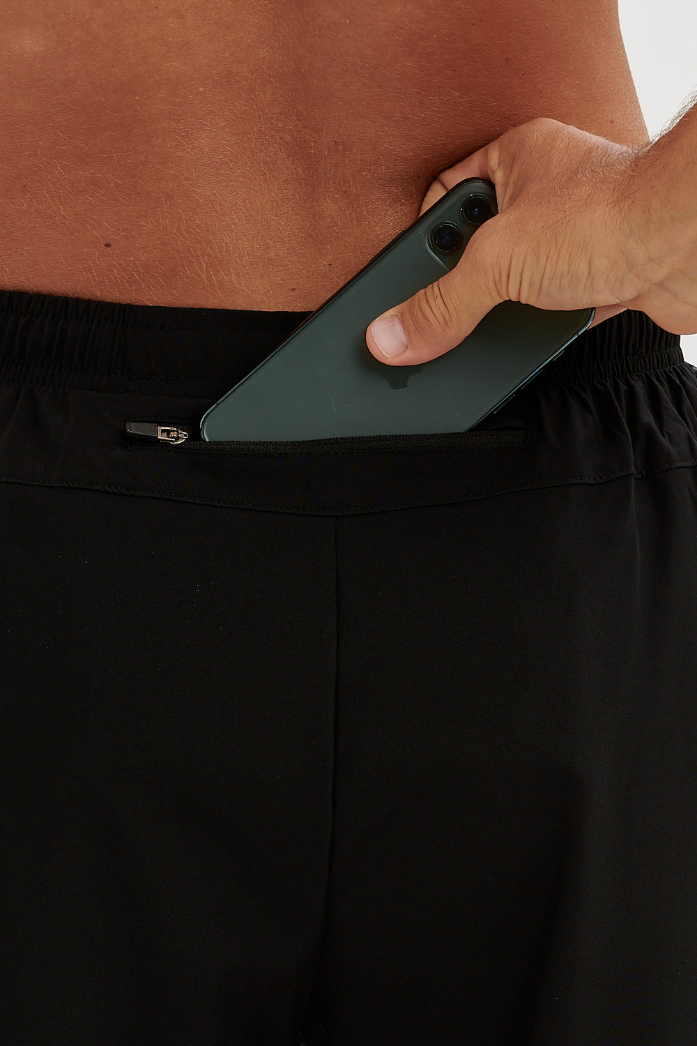 Men's Trail Spirit Running Shorts With Side And Rear Pockets-Black/Terracotta