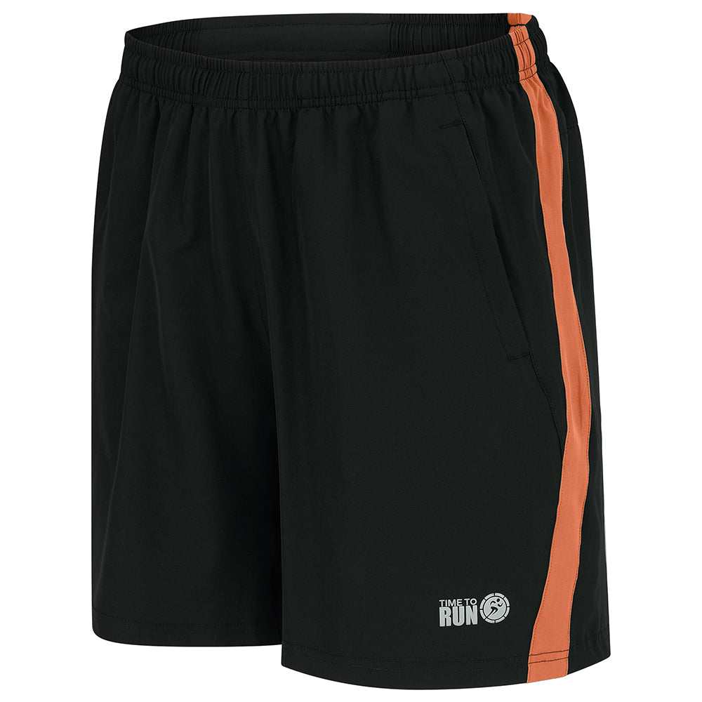 Men's Trail Spirit Running Shorts With Side And Rear Pockets-Black/Terracotta