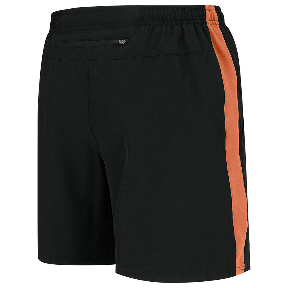 Men's Trail Spirit Running Shorts With Side And Rear Pockets-Black/Terracotta