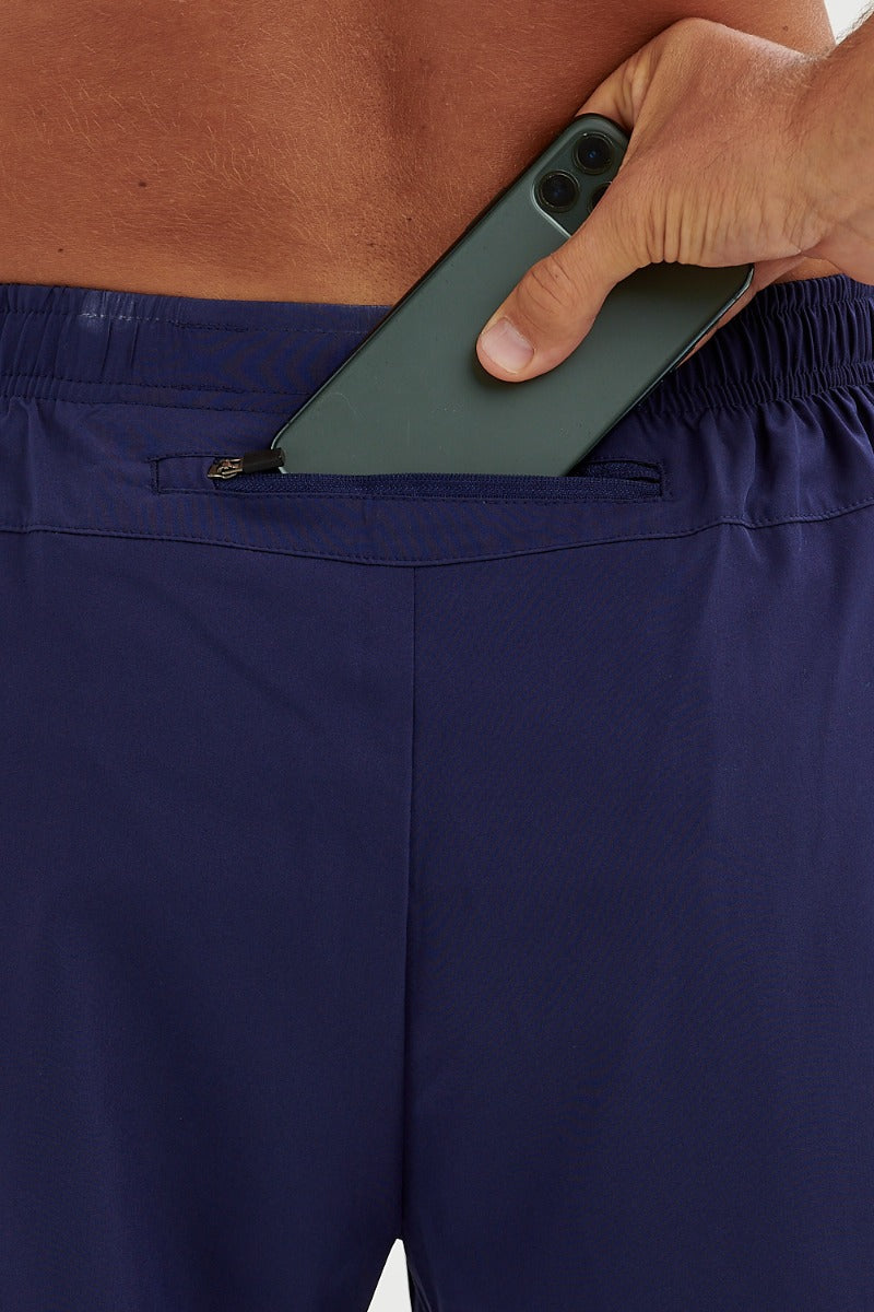 Men's Trail Spirit Running Short With Rear And Side Pockets-Midnight Blue