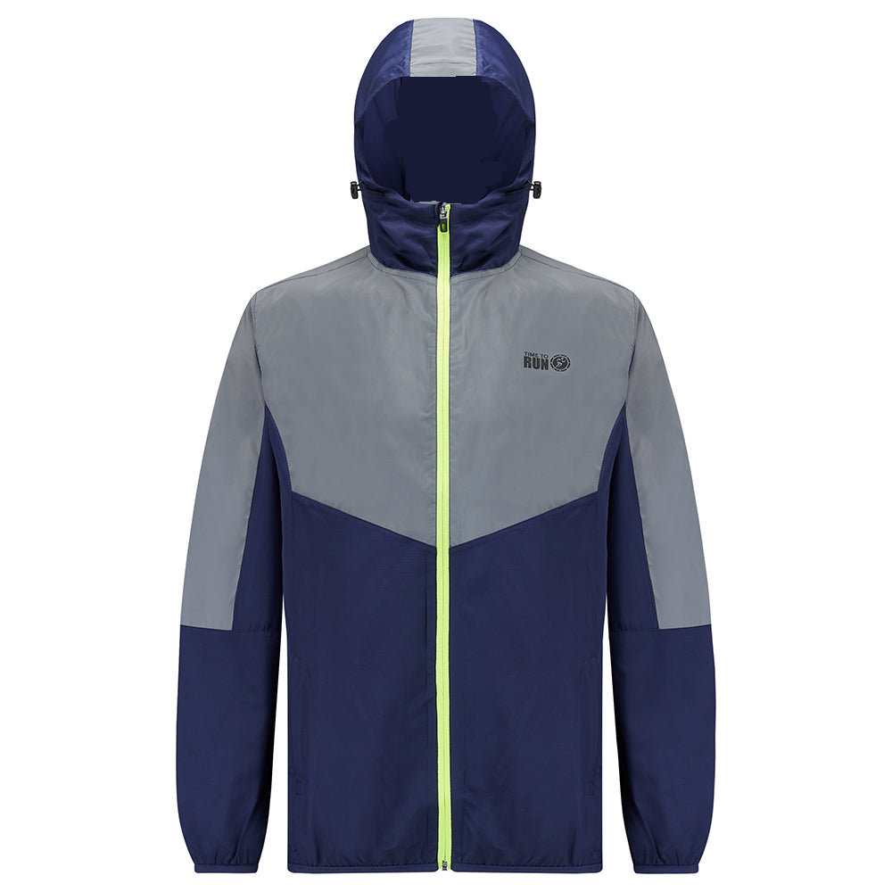 Men's Pace Spirit Reflective Running Jacket - Lightweight Windproof Reflective Trim & Pocket - Peacoat