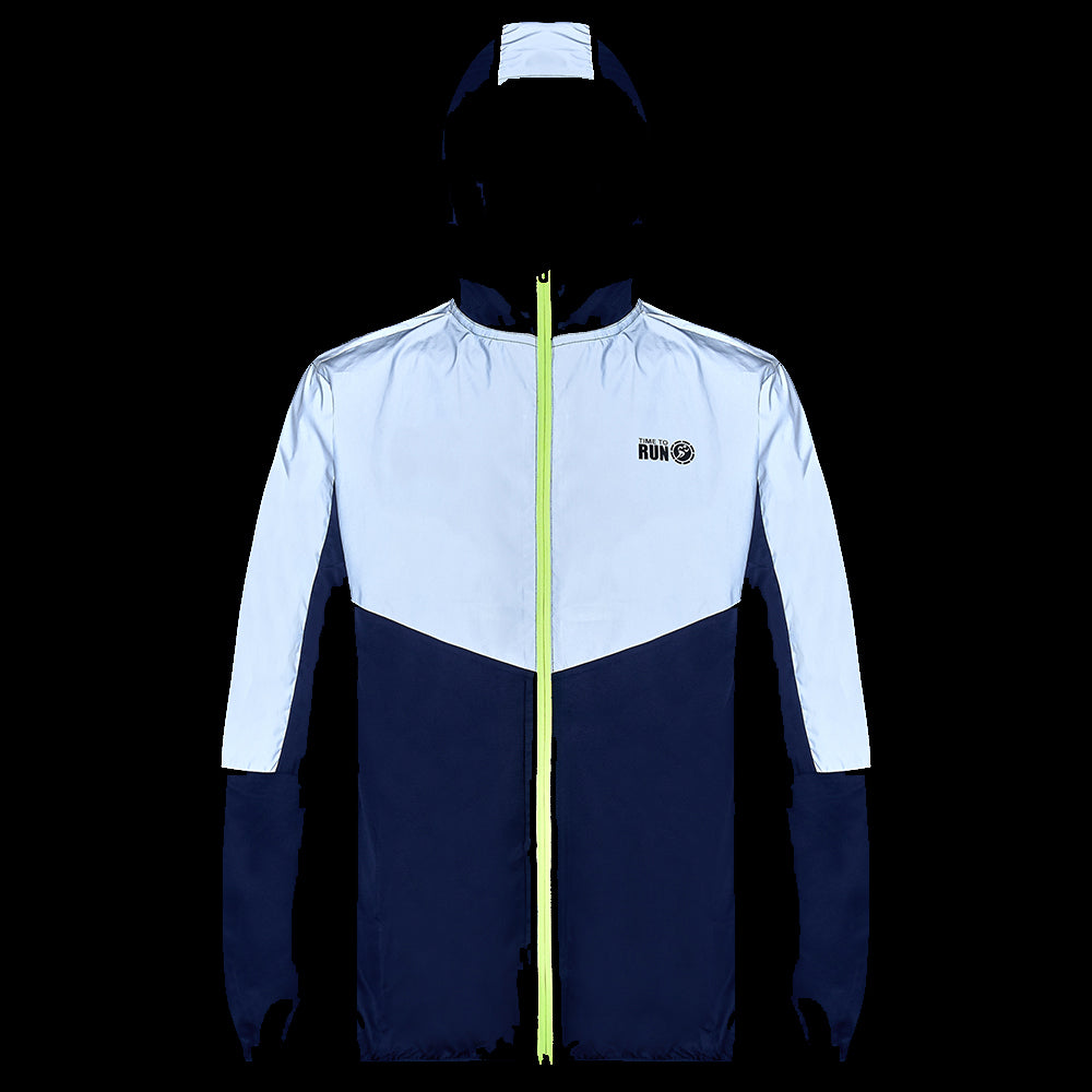 Men's Pace Spirit Reflective Running Jacket - Lightweight Windproof Reflective Trim & Pocket - Peacoat
