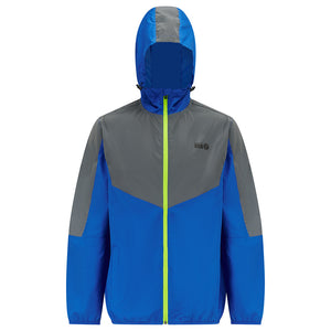 Men's Windproof Reflective Hooded Running Jacket - Blue Grey
