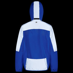 Men's Windproof Reflective Hooded Running Jacket - Blue Grey