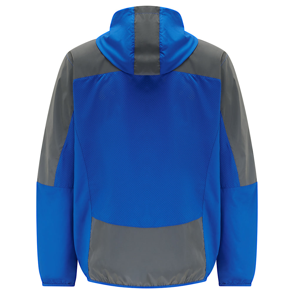 Men's Windproof Reflective Hooded Running Jacket - Blue Grey