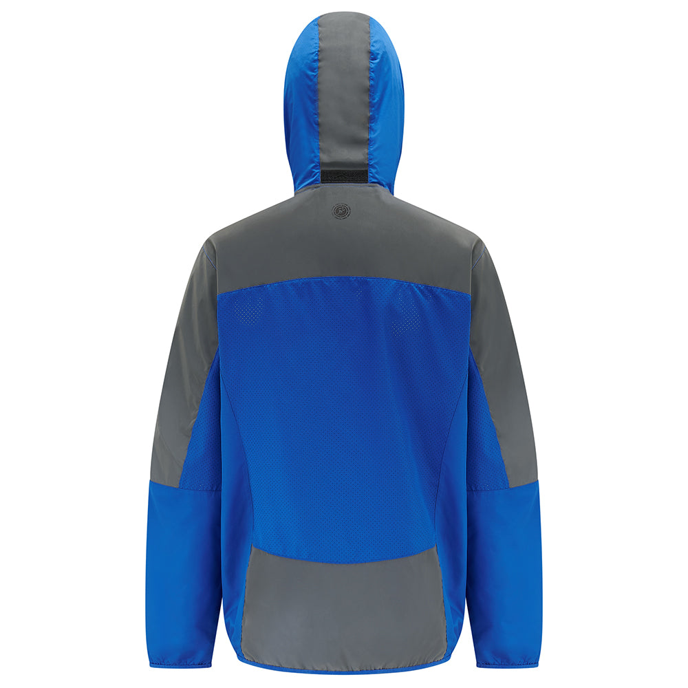 Men's Windproof Reflective Hooded Running Jacket - Blue Grey