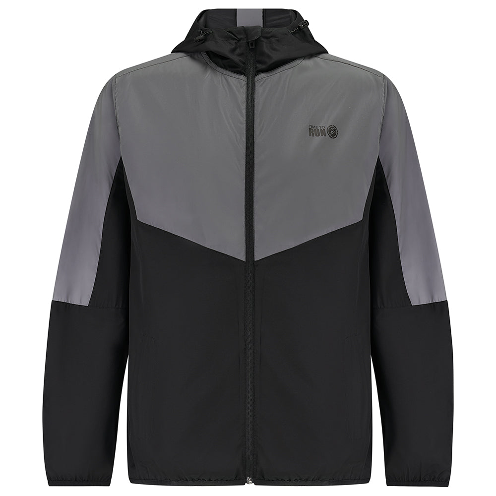 Men's Pace Spirit Reflective Running Jacket - Lightweight Windproof Reflective Trim & Pocket - Jet