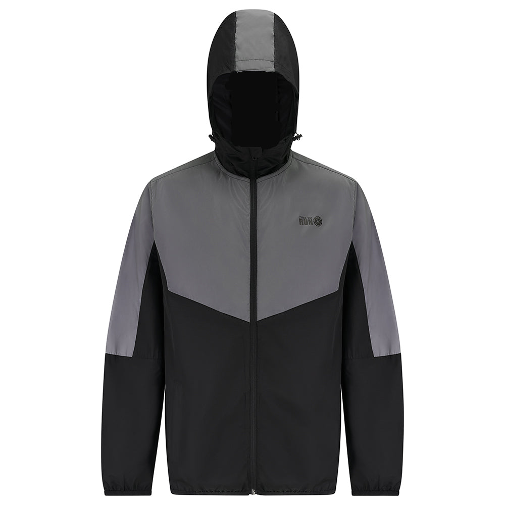 Men's Pace Spirit Reflective Running Jacket - Lightweight Windproof Reflective Trim & Pocket - Jet