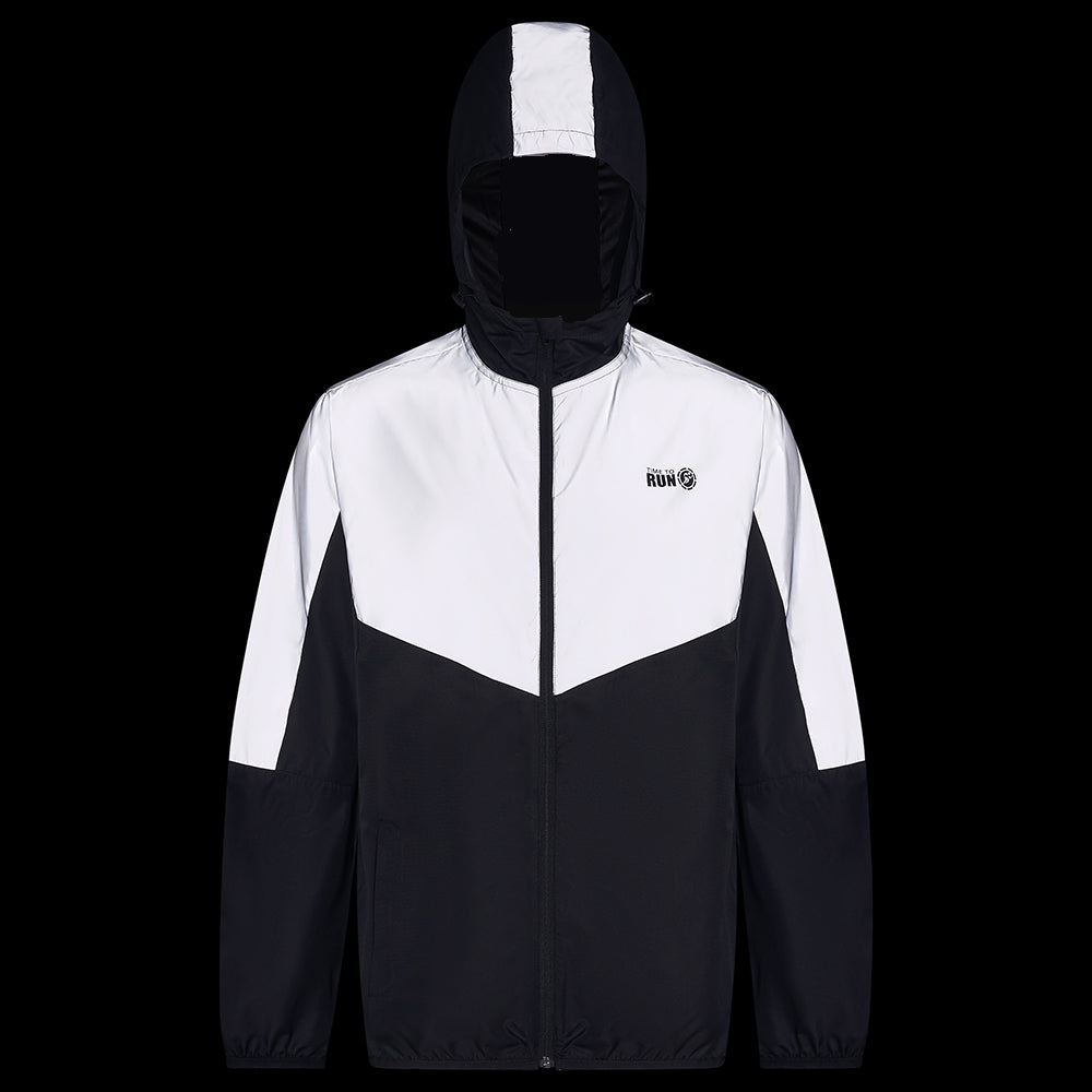 Men's Pace Spirit Reflective Running Jacket - Lightweight Windproof Reflective Trim & Pocket - Jet