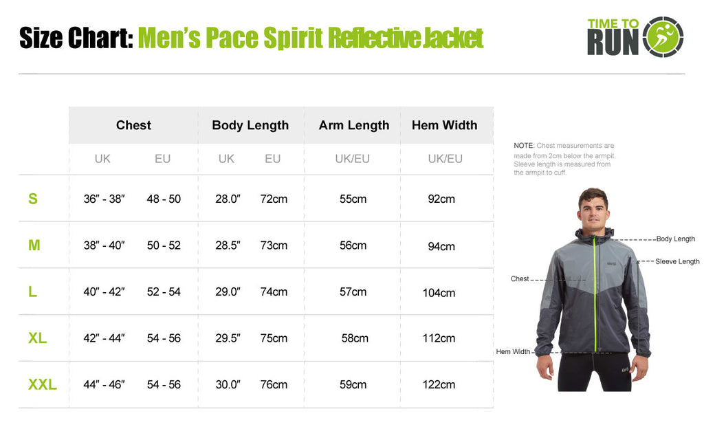 Men's Pace Spirit Reflective Running Jacket - Lightweight Windproof Reflective Trim & Pocket - Lime Green