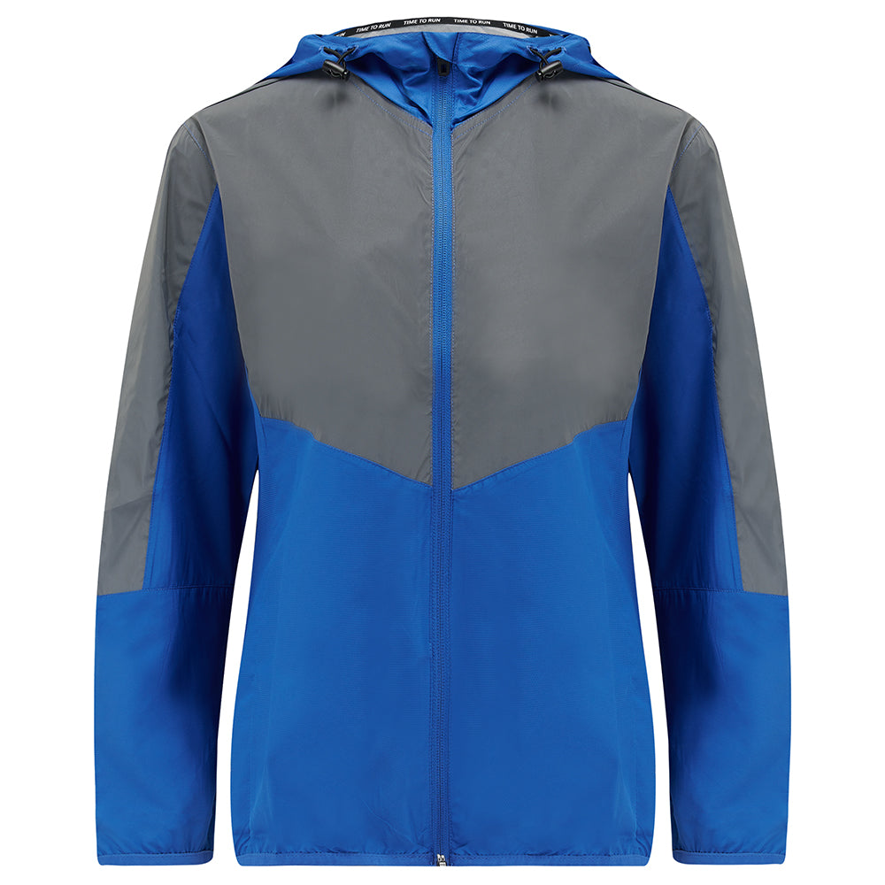 Women's Running Jacket With Hood - Windproof Reflective High Vis & Lightweight - New Blue